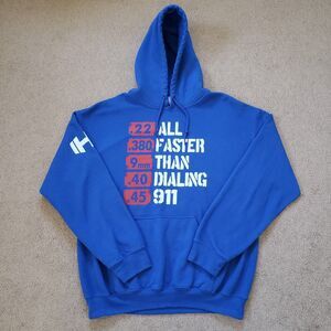 HodgeTwins All Faster Than Dialing 911 Size Medium Mens Royal Blue Hoodie